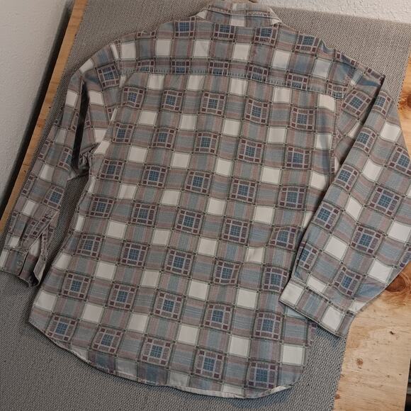 Zeppelin Vintage Jean Shirt Mens XL Gray/Blue Plaid Button Up Casual Y2K - Picture 8 of 12